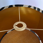 Black wiggle drum lampshade/ ceiling shade with a metallic brushed gold lining