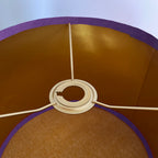 Purple velvet drum lampshade/ ceiling shade with a metallic brushed gold lining