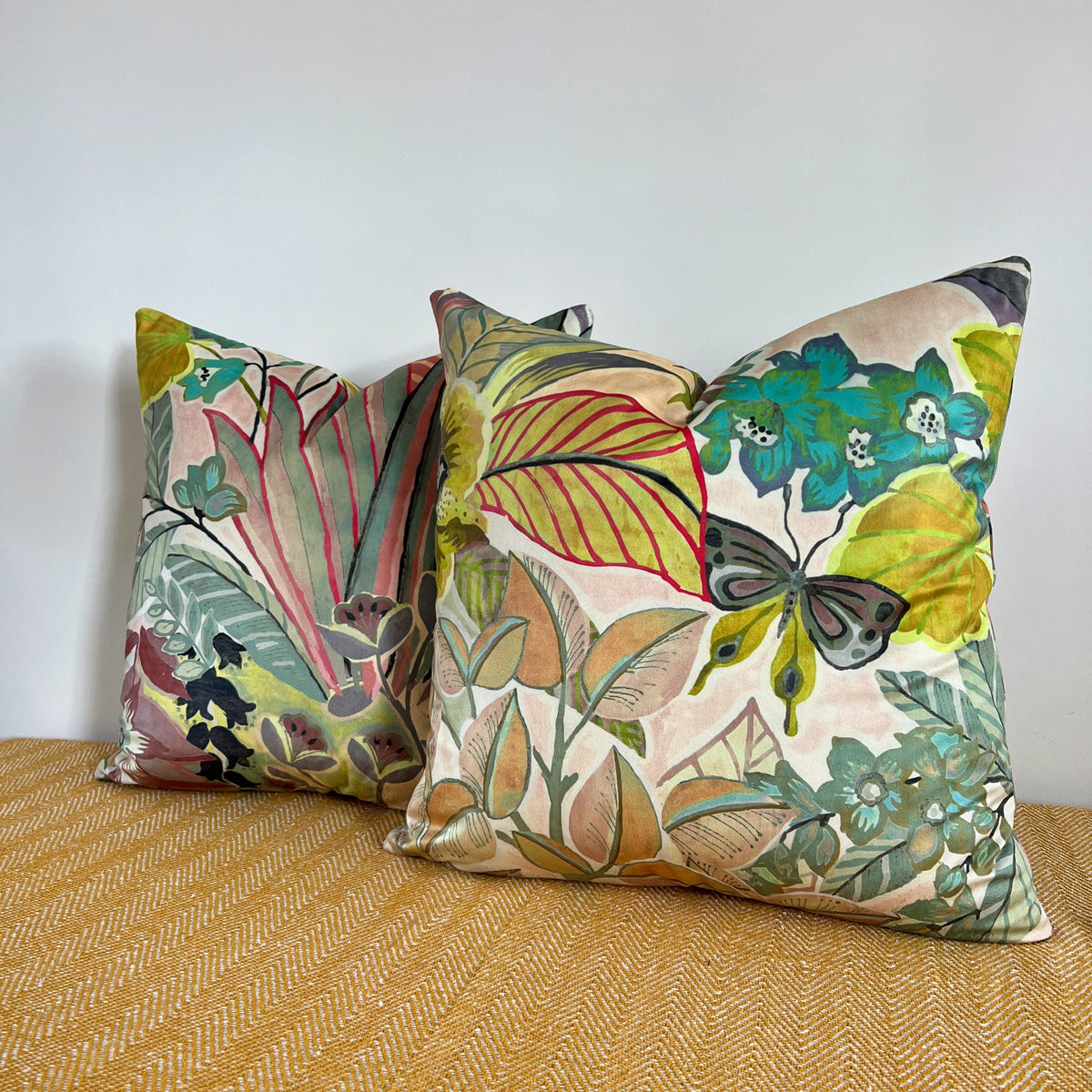 Floral pastel velvet throw cushion, scatter cushions