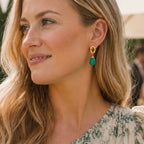 Moirai Twisted Loop Earrings Green Onyx