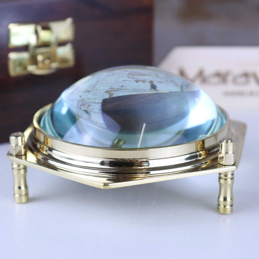 Goli Domed Magnifying Glass Paperweight in Wooden Box