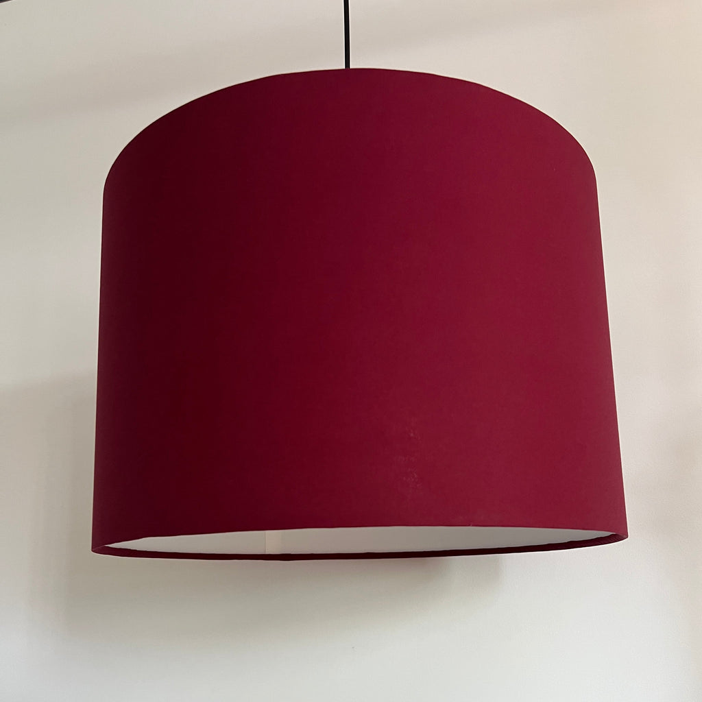 Wine Red Cotton Drum Lampshade | Handmade Ceiling Light Shade | Bespoke UK