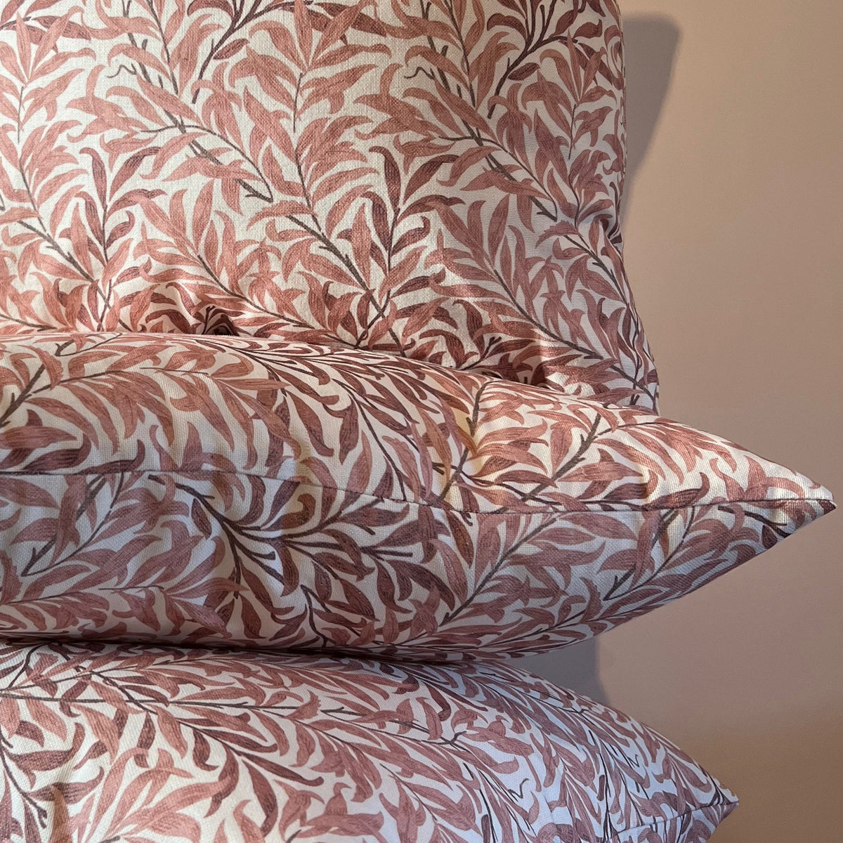 William morris rust willow leaves cotton cushion, scatter cushions