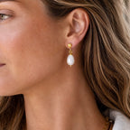 Erika Stud Earrings With Drop Pearls