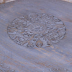 Pharoli Grey Wooden Side Table Grey Carved Patterns