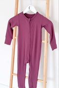 Berry Ribbed Bamboo Zip Sleepsuit One Piece