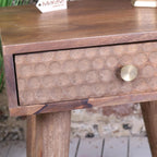 Joypur Mango Wood Bedside Cabinet Dimple Design