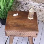 Joypur Mango Wood Bedside Cabinet Dimple Design