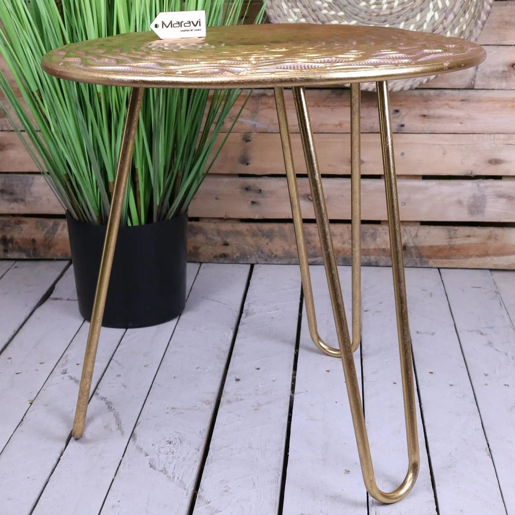 Malan Gold Tripod Side Table Hairpin Legs