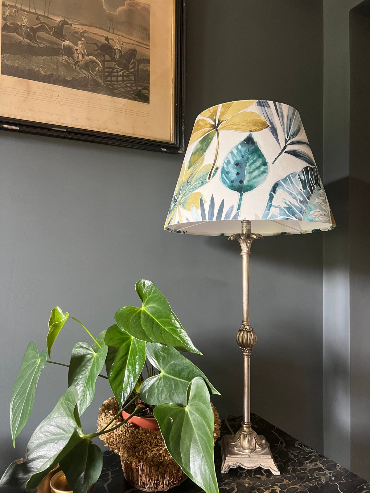 Blue & Green Rainforest Velvet Steep Empire Lampshade | Handmade Ceiling Light Shade | UK
