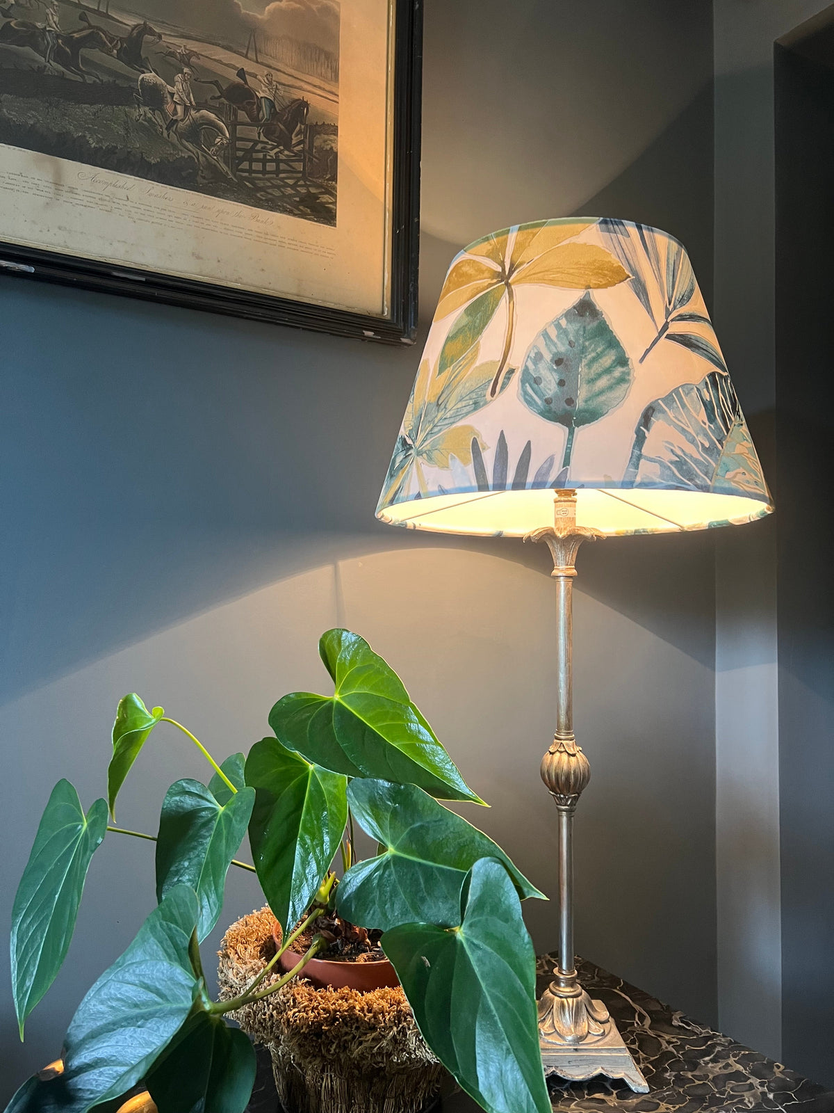 Blue & Green Rainforest Velvet Steep Empire Lampshade | Handmade Ceiling Light Shade | UK