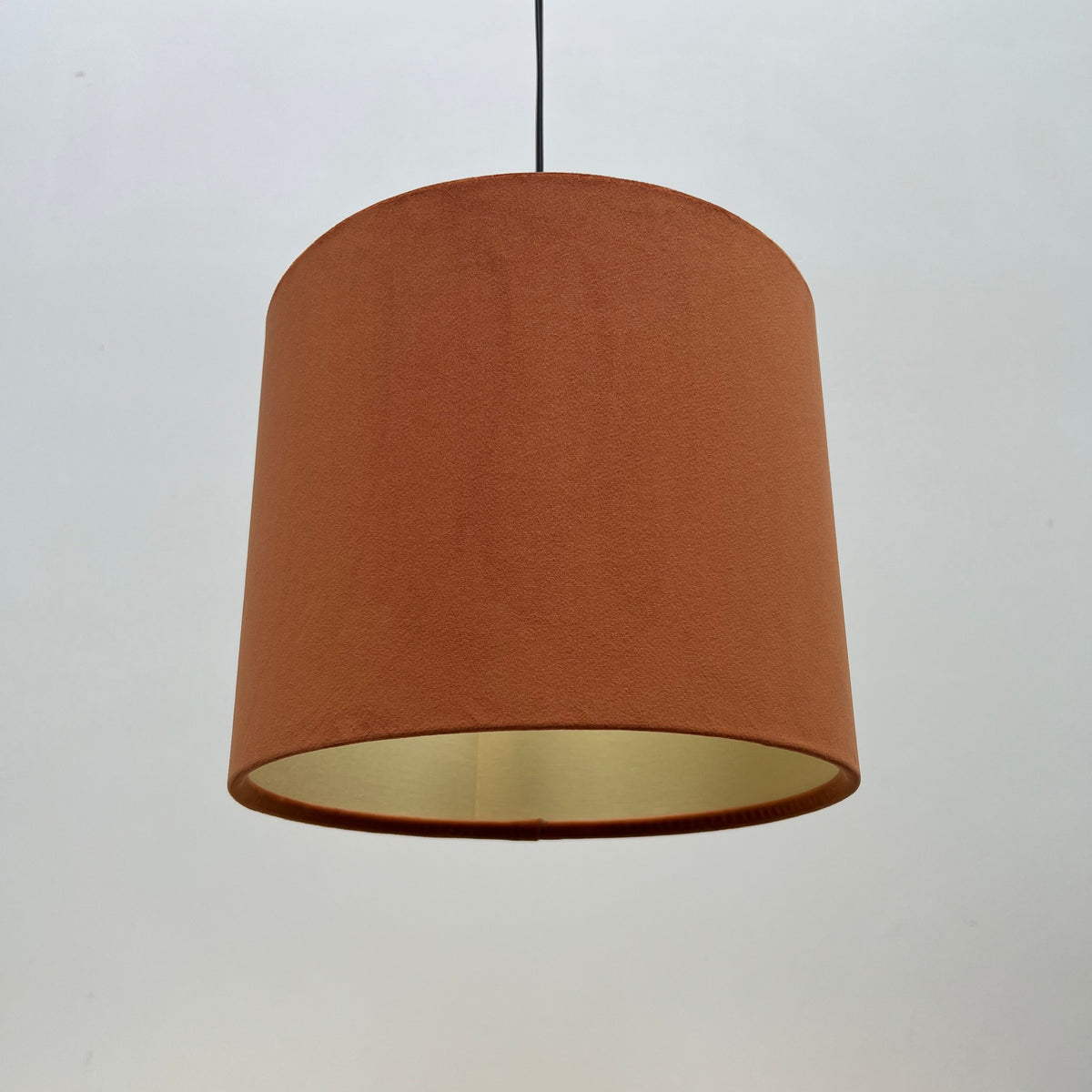 Burnt Orange Velvet & Lemon Yellow Cotton Double Sided Drum Lampshade | Handmade Ceiling Light Shade | Bespoke UK