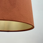 Burnt Orange Velvet & Lemon Yellow Cotton Double Sided Drum Lampshade | Handmade Ceiling Light Shade | Bespoke UK