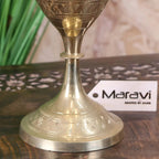 Vintage 36cm Small Brass Vase Hand Etched