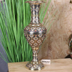 Vintage Brass Vase 42cm Hand Painted and Etched