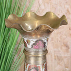 Vintage Brass Vase 92cm Large Scalloped Edge