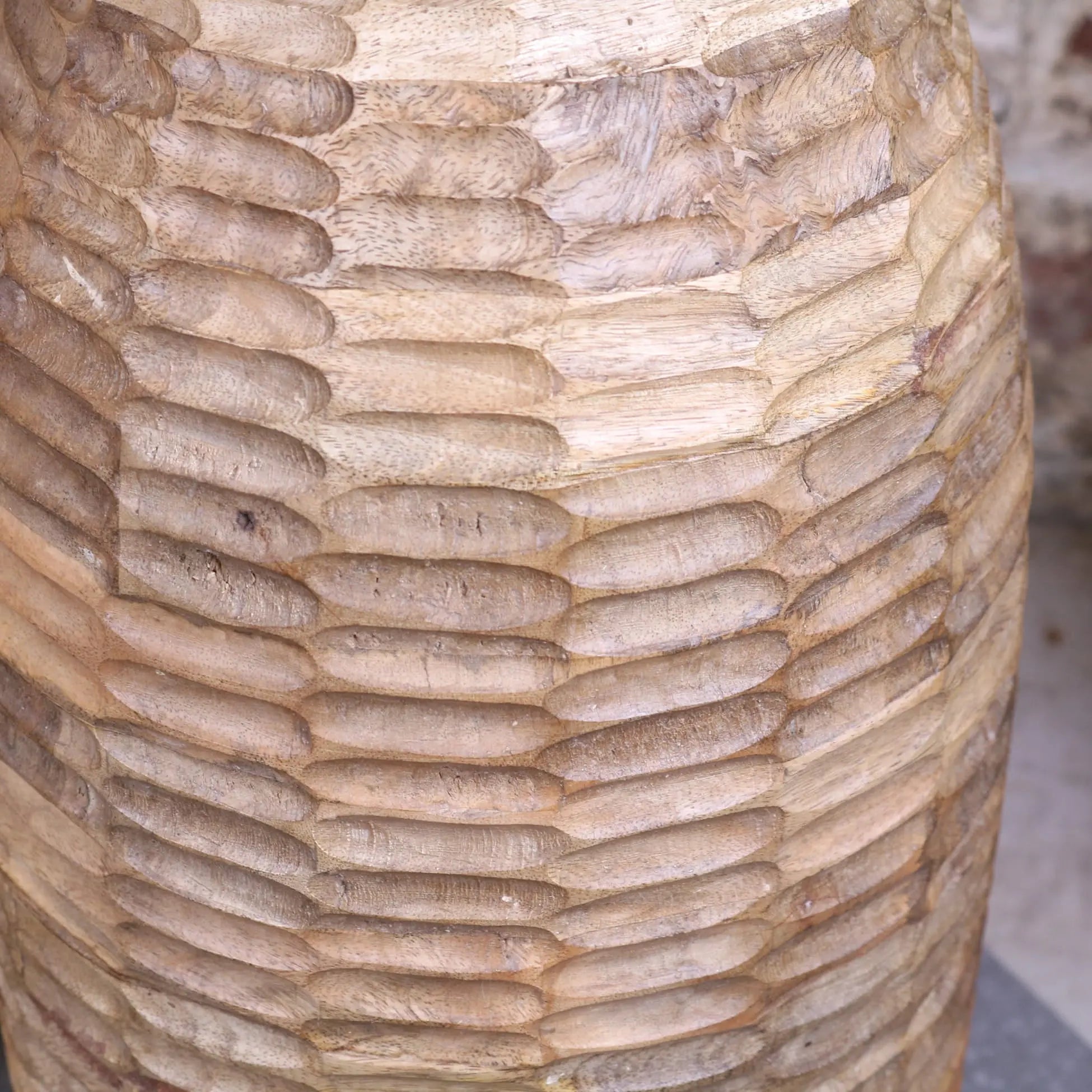 Reiek Wooden Carved Pedestal Side Table