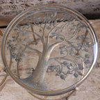 Belagavi Tree Design Set of 2 Round Side Tables Gold