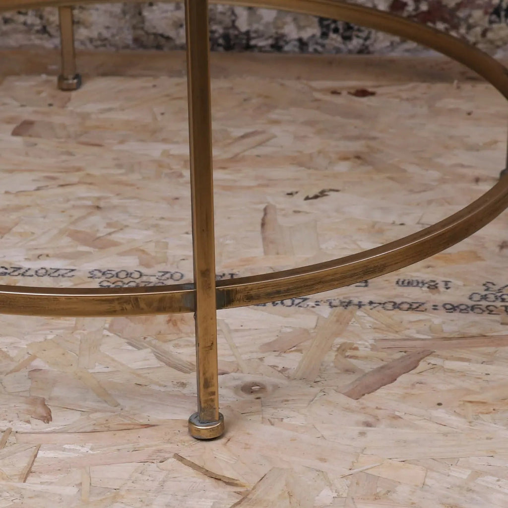 Belagavi Tree Design Set of 2 Round Side Tables Gold