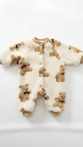 Bear Fleece Romper Cream or Brown