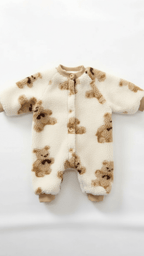 Bear Fleece Romper Cream or Brown