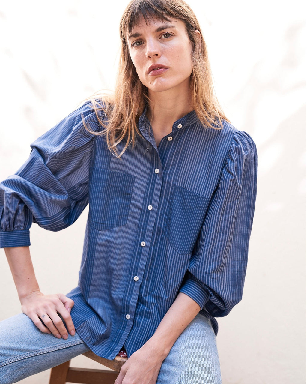 ingrid blouse | indigo stripe