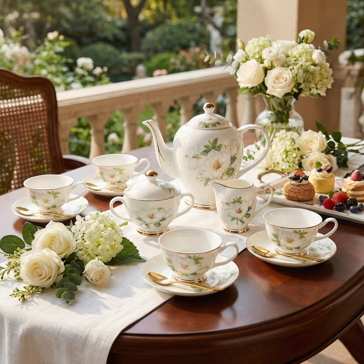 Ivory Camellia Tea Set - Service for 6 (15 Pieces)