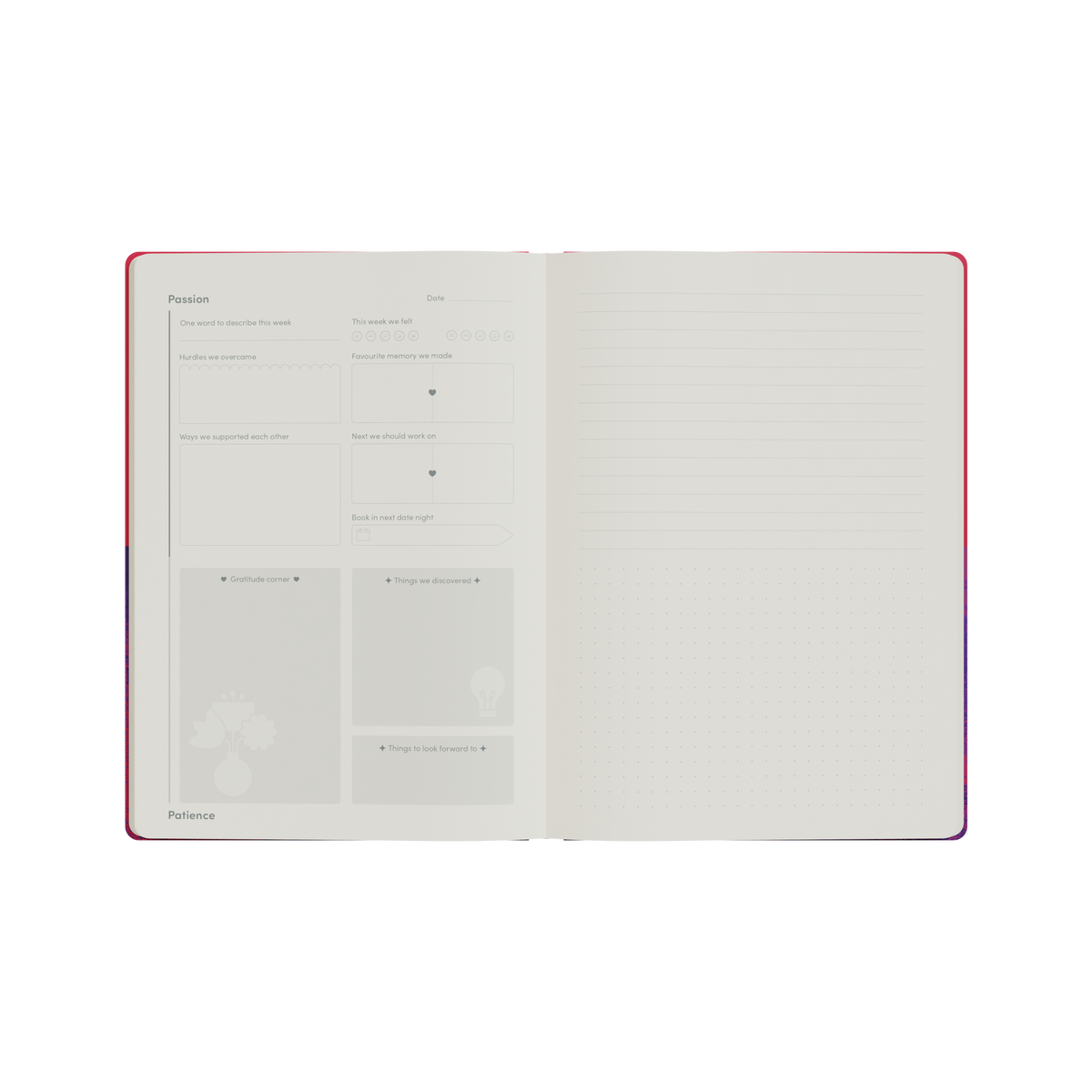 Passion and Patience Relationship Journal, A5 - Red