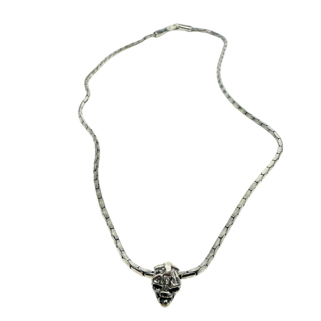 Japanese Power Skull Sliding Pendant Necklace – Sterling Silver 925 & Paloma Chain