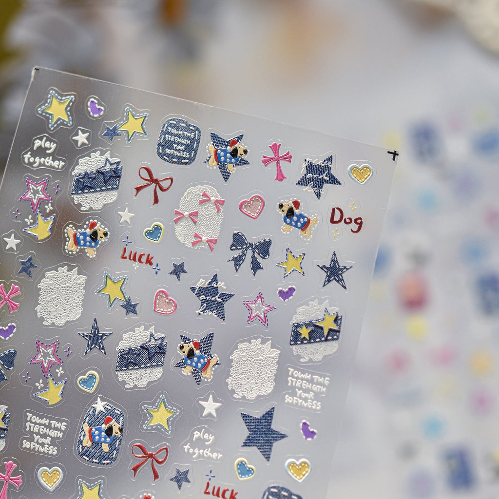 Hello Claws | Jeans Puppy Nail Deco Sticker