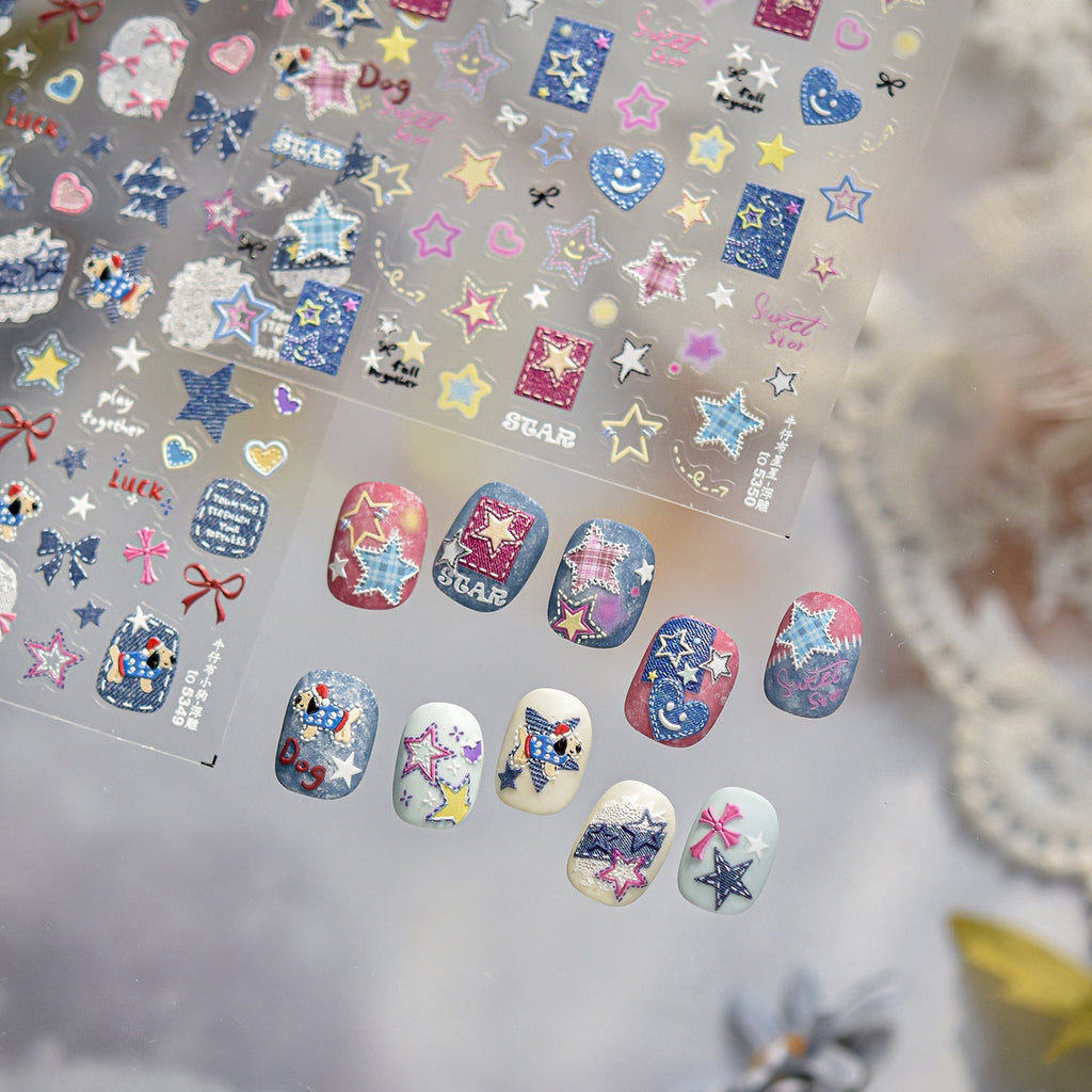Hello Claws | Jeans Puppy Nail Deco Sticker