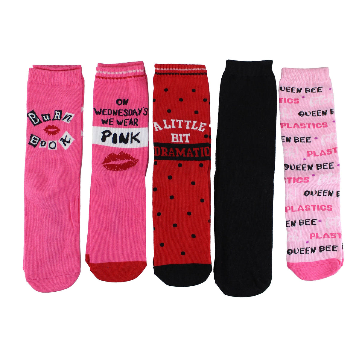 Ladies Mean Girls Gift: 5 Pairs of Casual Mid-Calf Novelty Mean Girls Socks