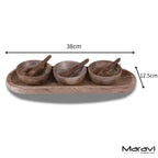 Karuna Mango Wood Serving Bowl Set of 3 with Tray
