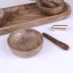 Karuna Mango Wood Serving Bowl Set of 3 with Tray