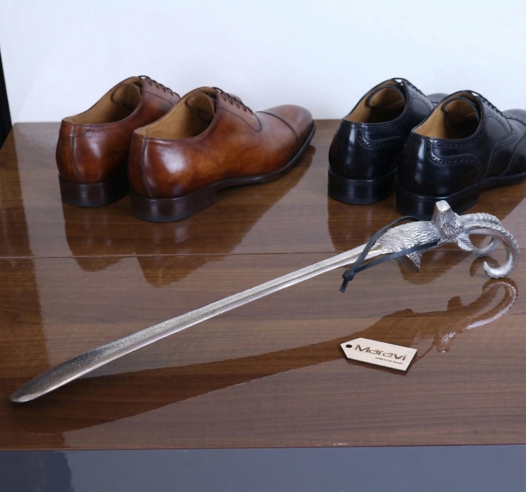 Khosa Ram's Head Metal Shoe Horn Antique Style