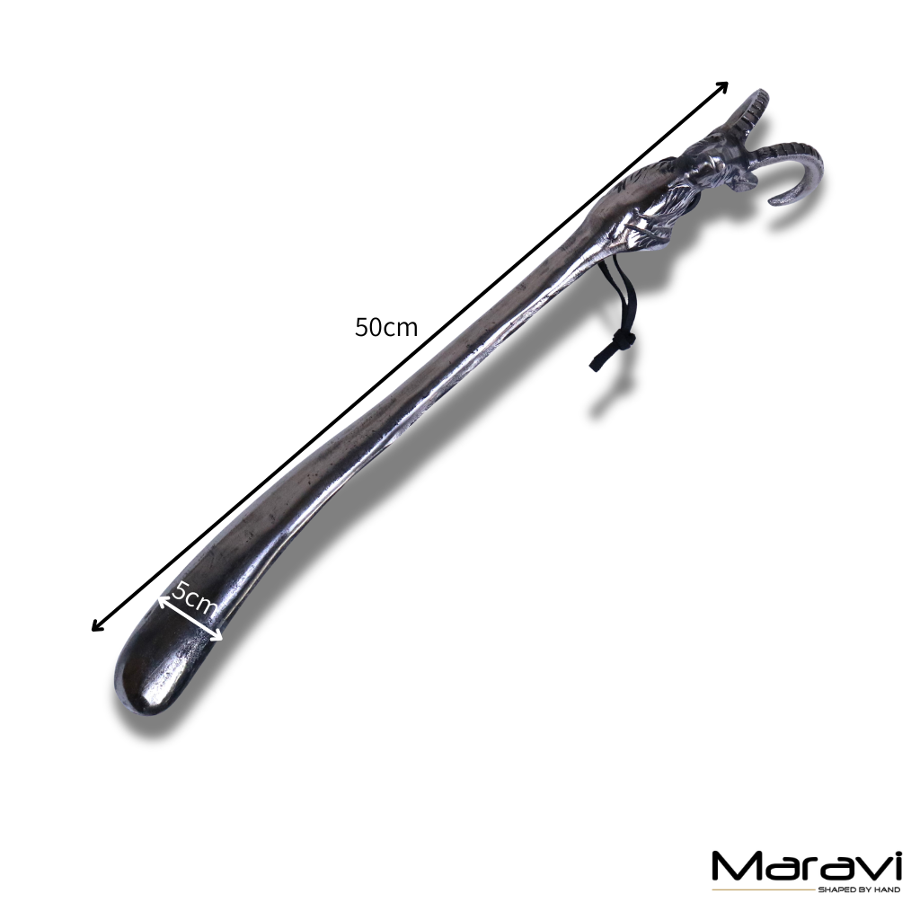 Khosa Ram's Head Metal Shoe Horn Antique Style