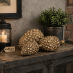 Kurki Set of 3 Antiqued Gold Pinecones Ornaments