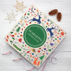 Personalised Festive Woodland Green Christmas Eve Box