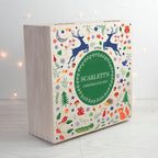 Personalised Festive Woodland Green Christmas Eve Box