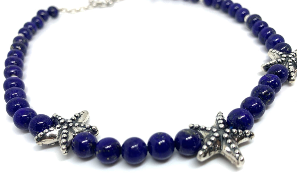 Lapis Lazuli & Sterling Silver Starfish Necklace – Last One Available – This Version Will Not Be Repeated