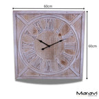 Large Square Wooden Clock 60cm 2 Colours