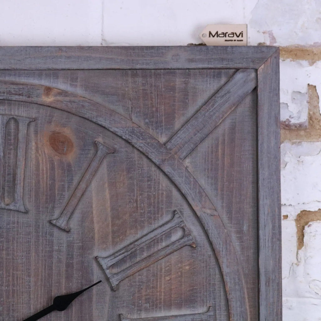 Large Square Wooden Clock 60cm 2 Colours