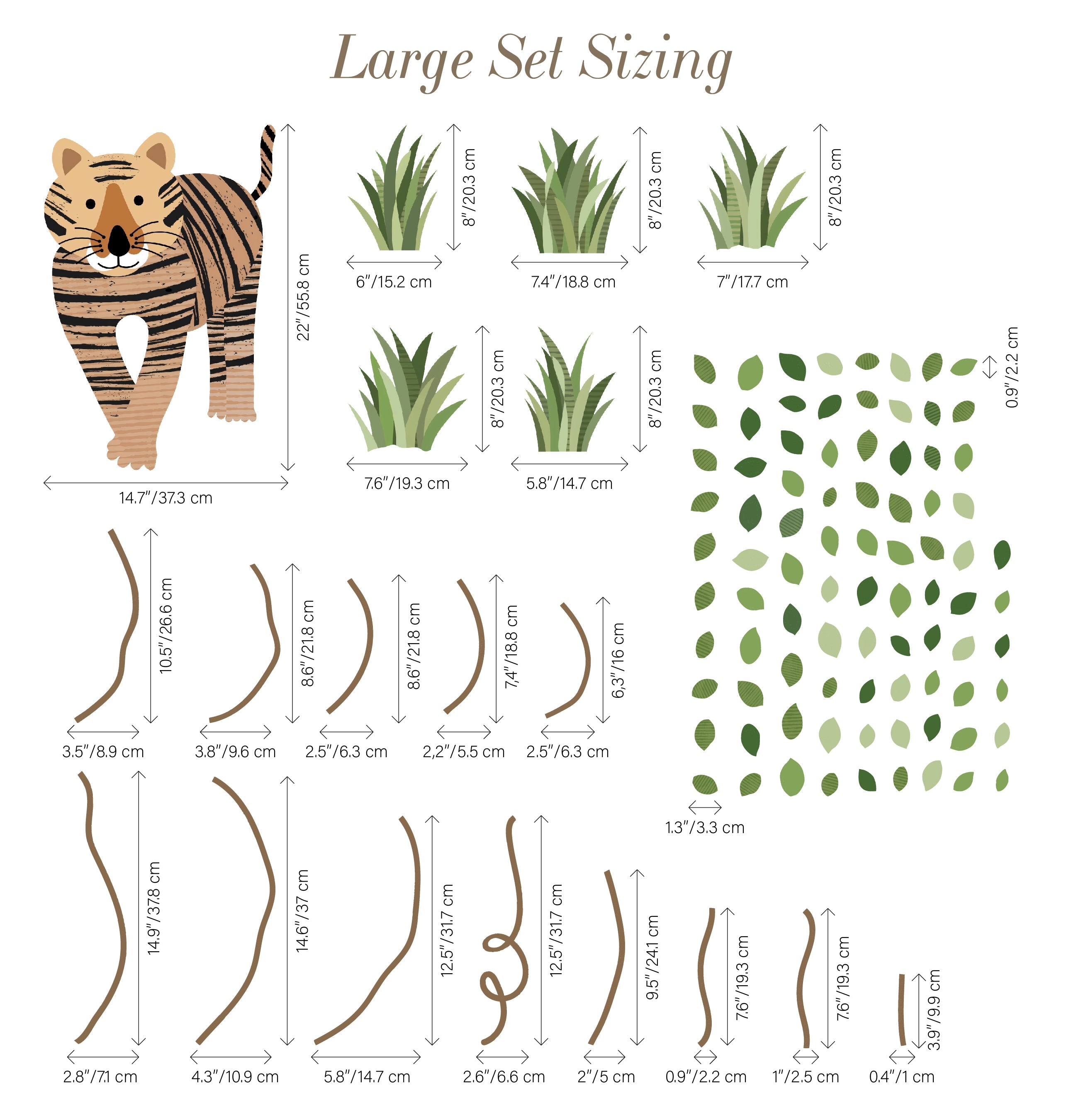Large Safari Animals and Monkey Wall Decals, Jungle Animal Wall Stickers, Nursery Wall Decals, Repositionable Jungle Wall Decals