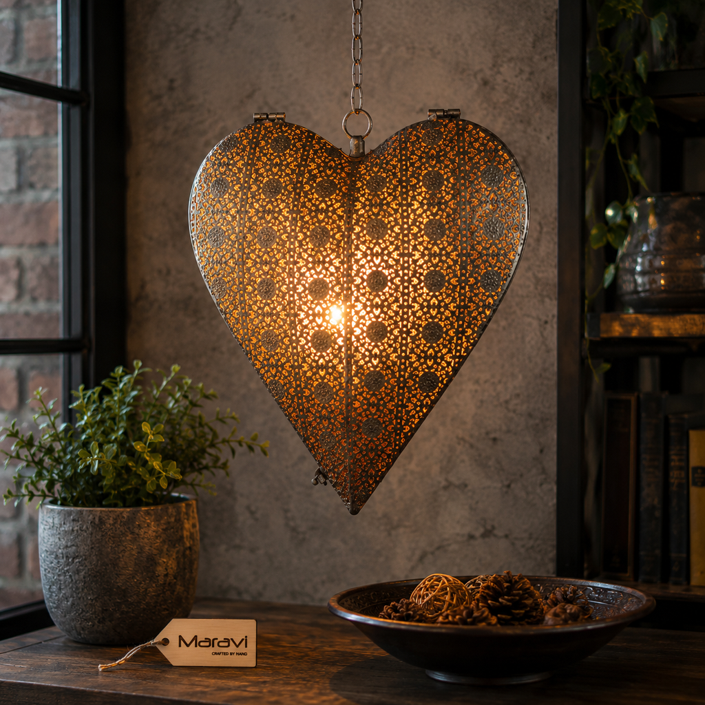 Lata Heart Lantern Hanging Decoration Tea Light Holder
