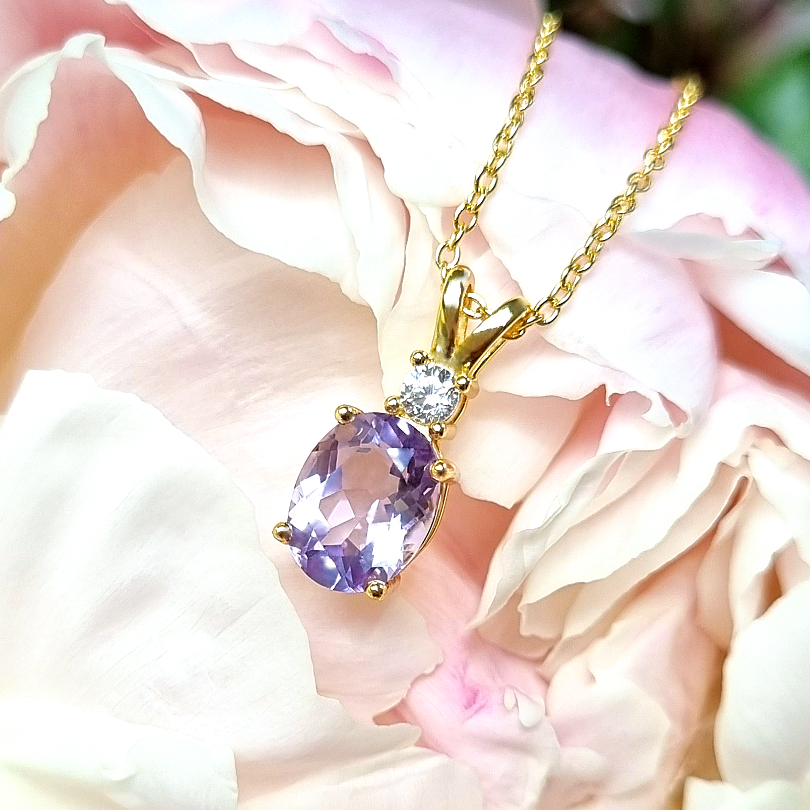 Lavender Amethyst Pendant Necklace in 18k Gold Vermeil