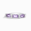 Lavender Amethyst Emerald Cut Eternity Ring in Sterling Silver
