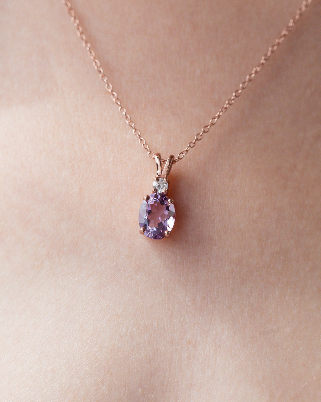 Amethyst Pendant Necklace in 18k Rose Gold Vermeil