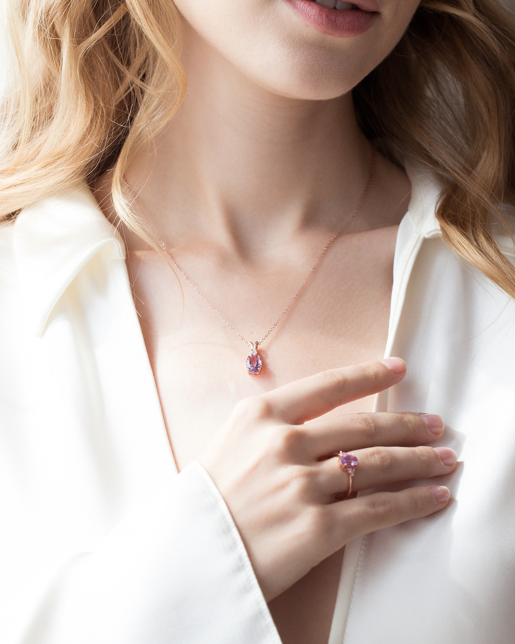 Amethyst Pendant Necklace in 18k Rose Gold Vermeil