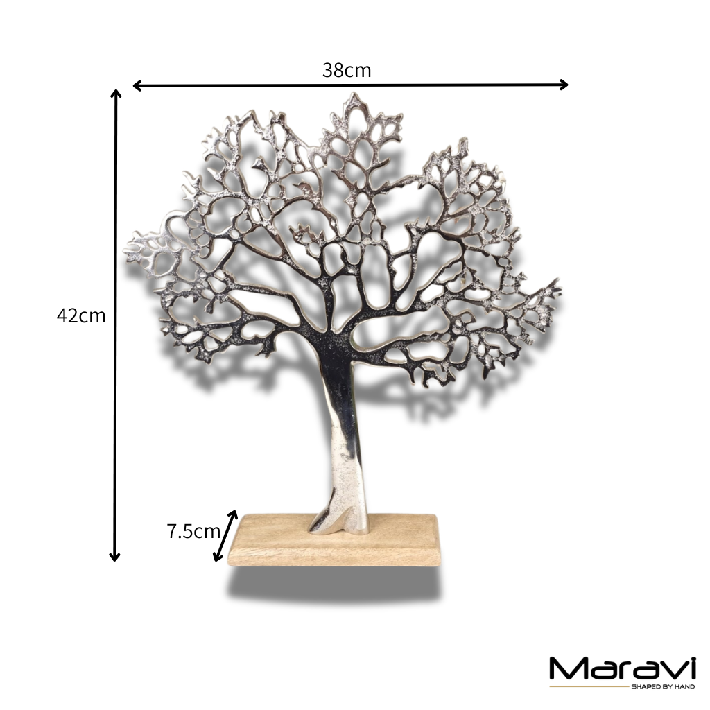 Lolam Tree Sculpture Ornament on Wooden Base 42cm