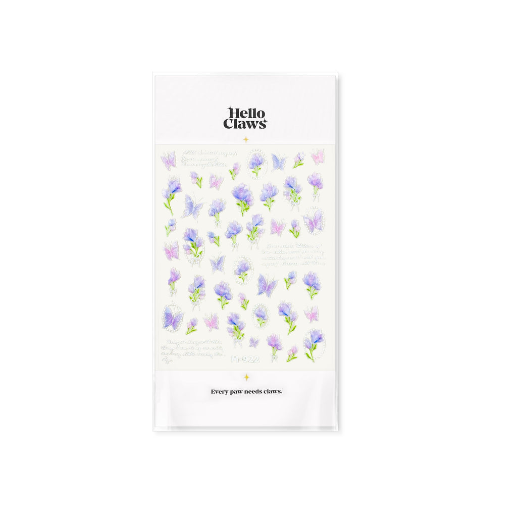 Hello Claws | Purple Flower And Butterfly Nail Deco Sticker